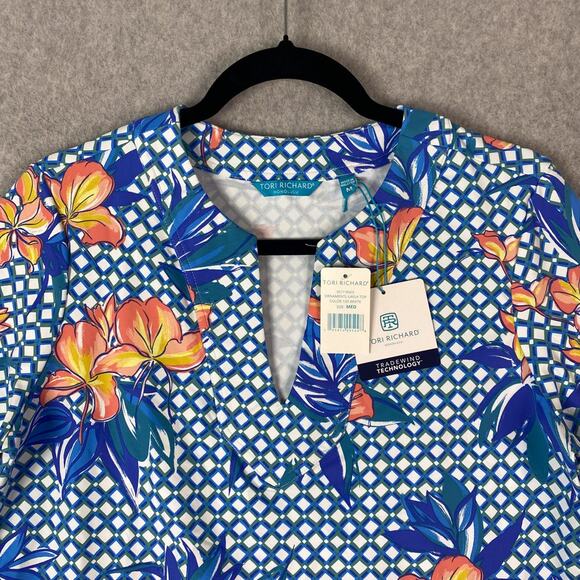 Tori Richard Womens M Ornamental Layla Top Hawaiian All Over Print - Picture 2 of 5
